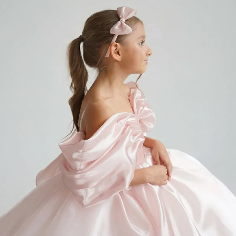 C003 Pink flower girl dress