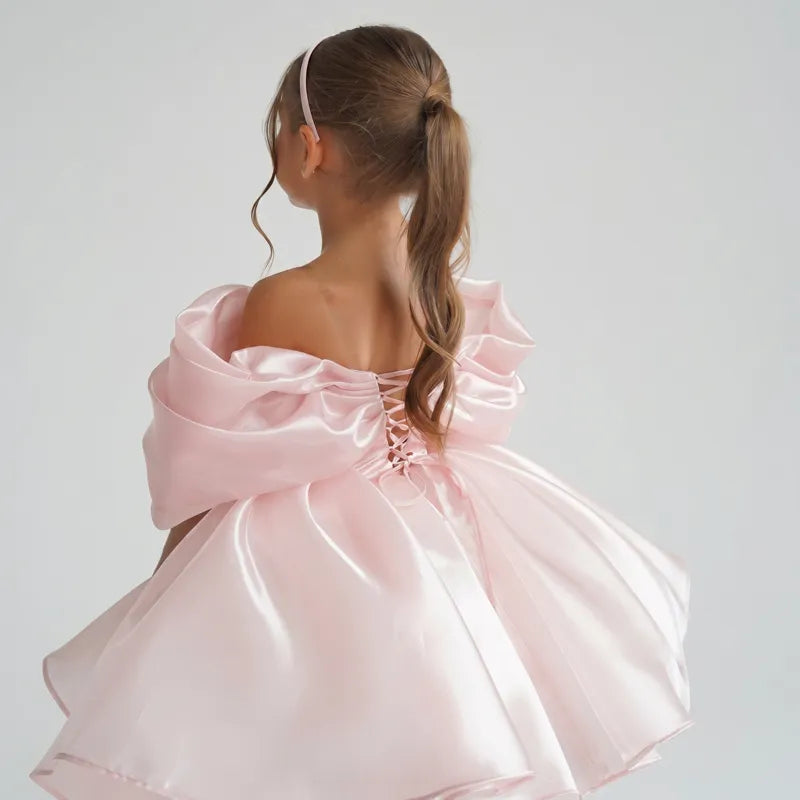 C003 Pink flower girl dress