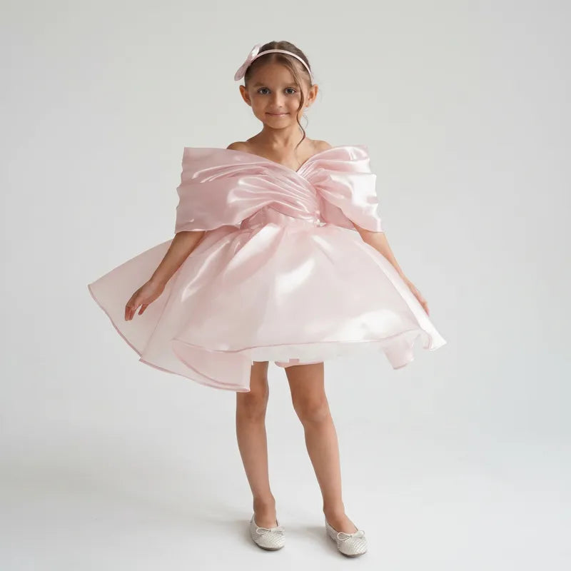 C003 Pink flower girl dress