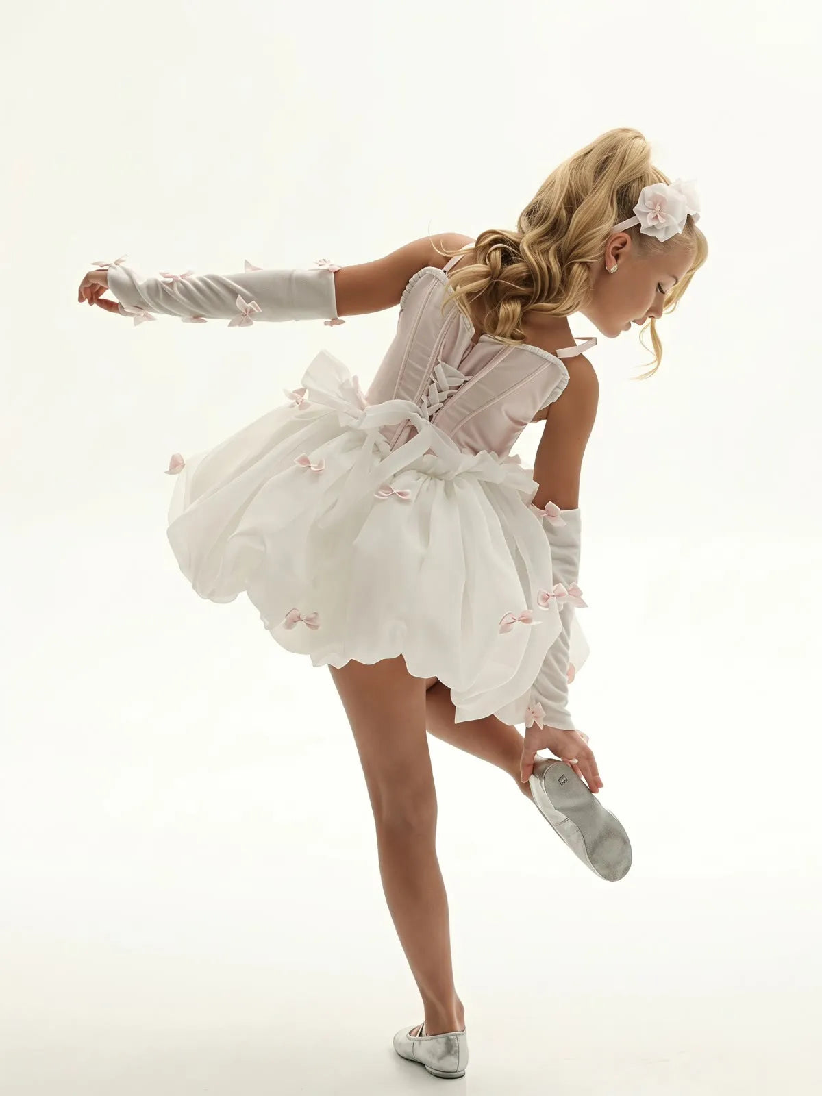 C004 White flower girl dress