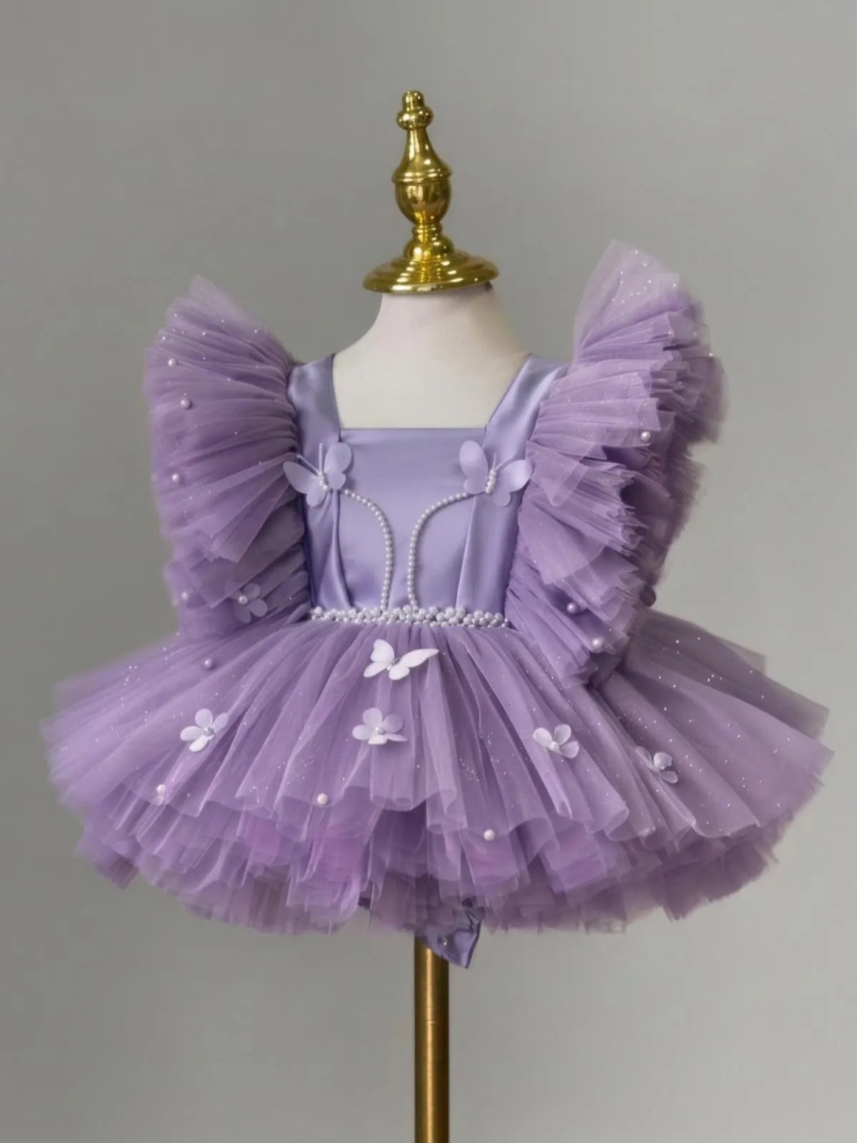 C005 Purple flower girl dress