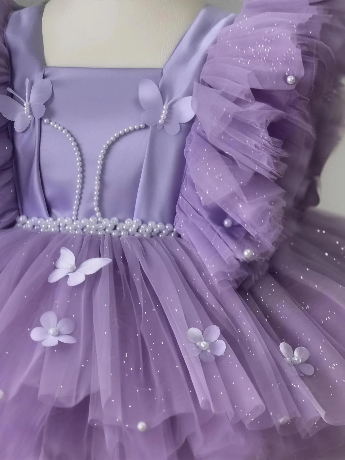 C005 Purple flower girl dress