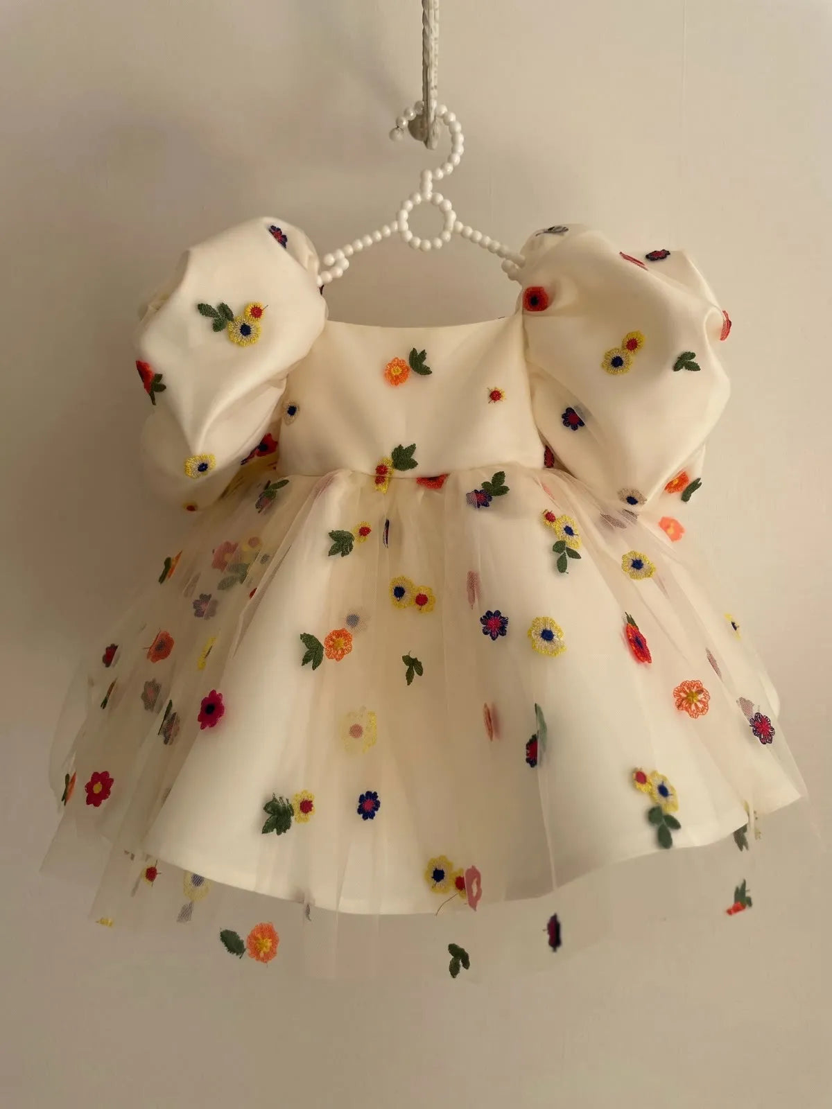 C006 Beige flower girl dress