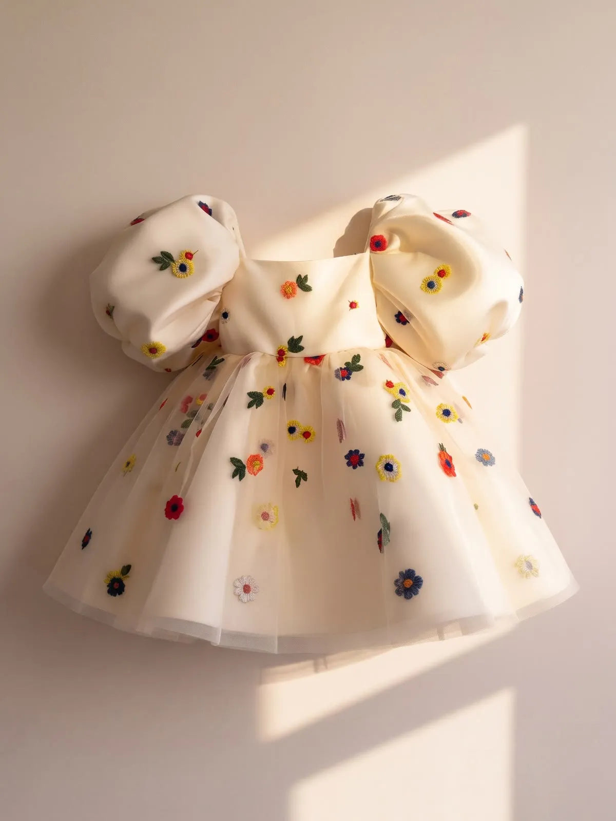 C006 Beige flower girl dress