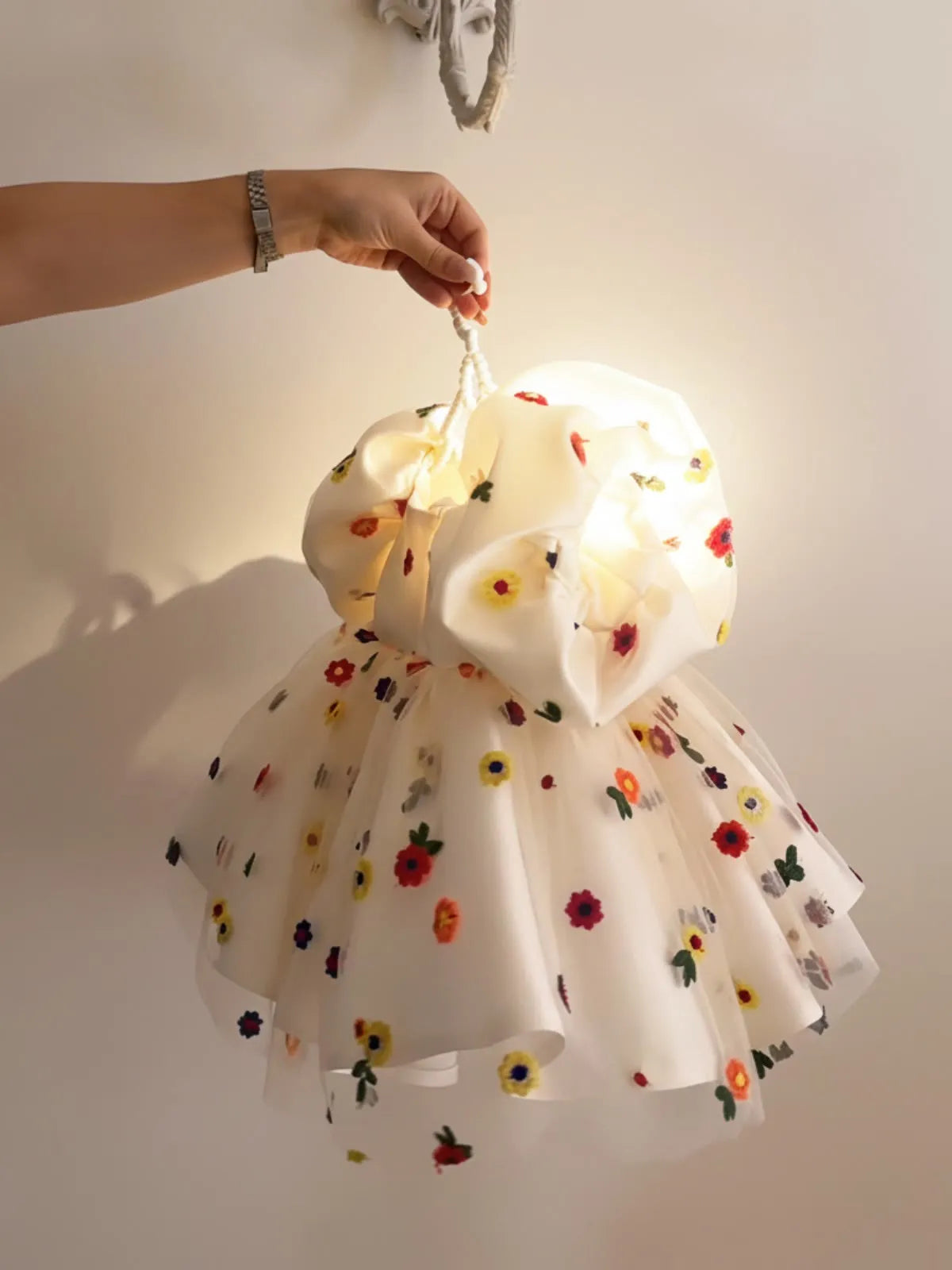 C006 Beige flower girl dress