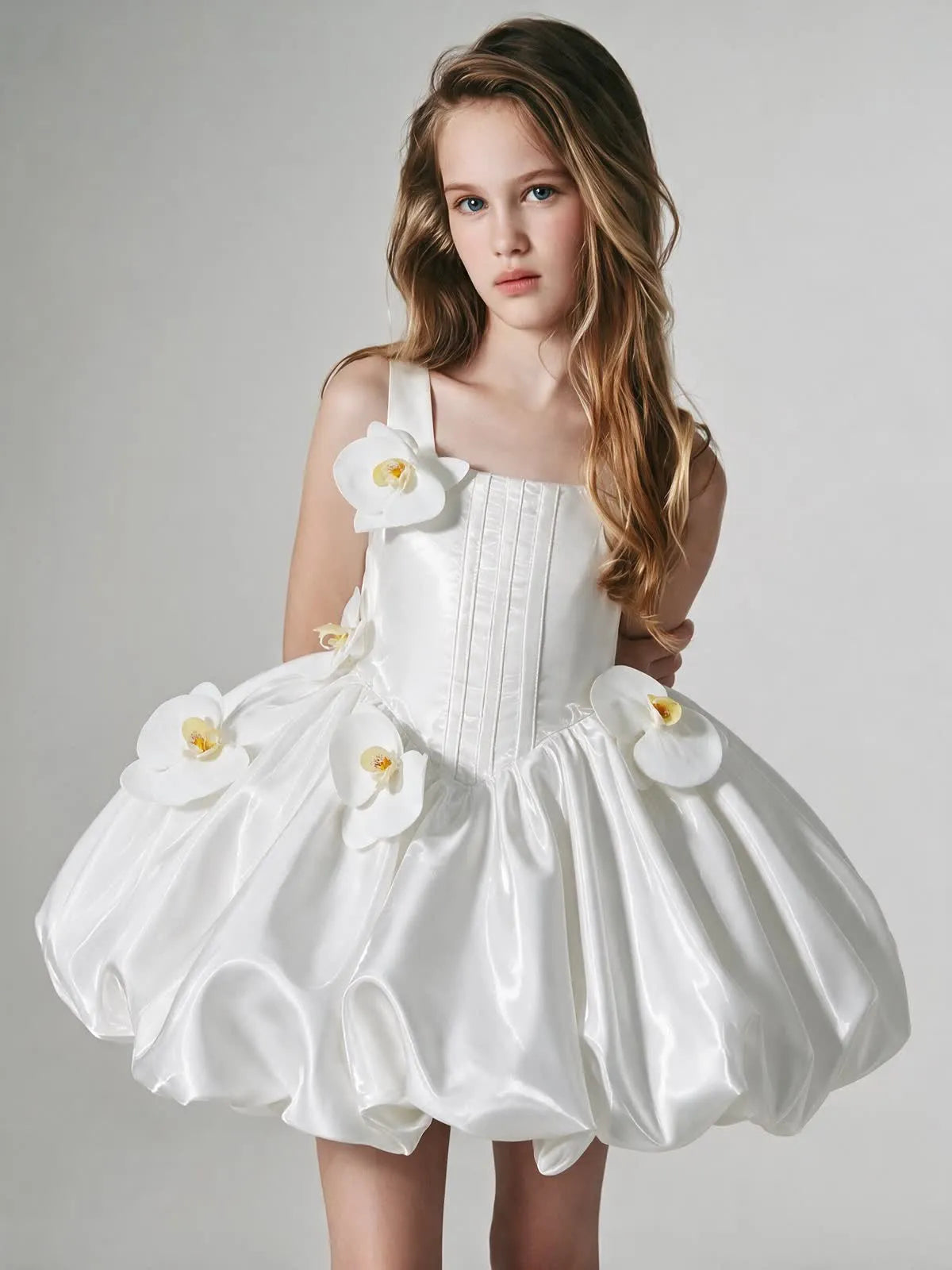 C007 White flower girl dress