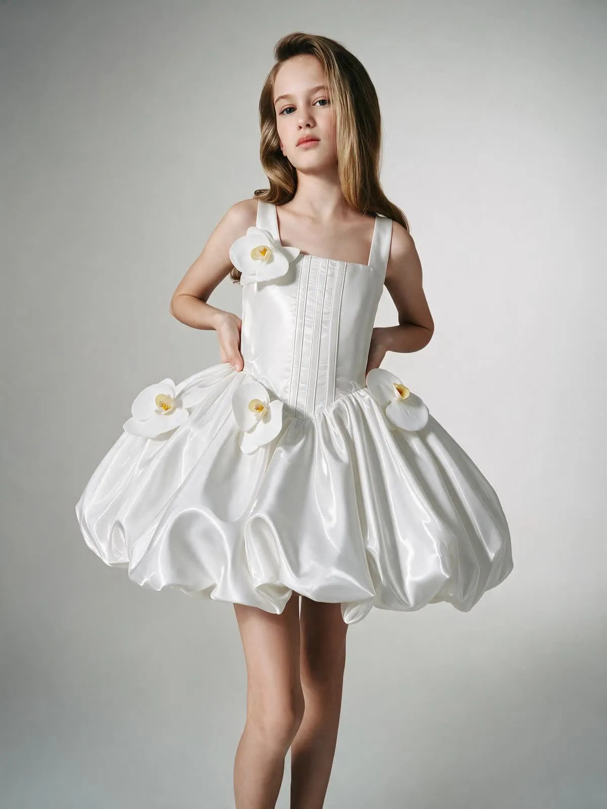 C007 White flower girl dress