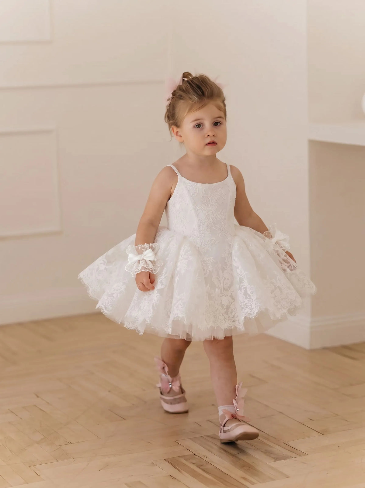 C011 White flower girl dress