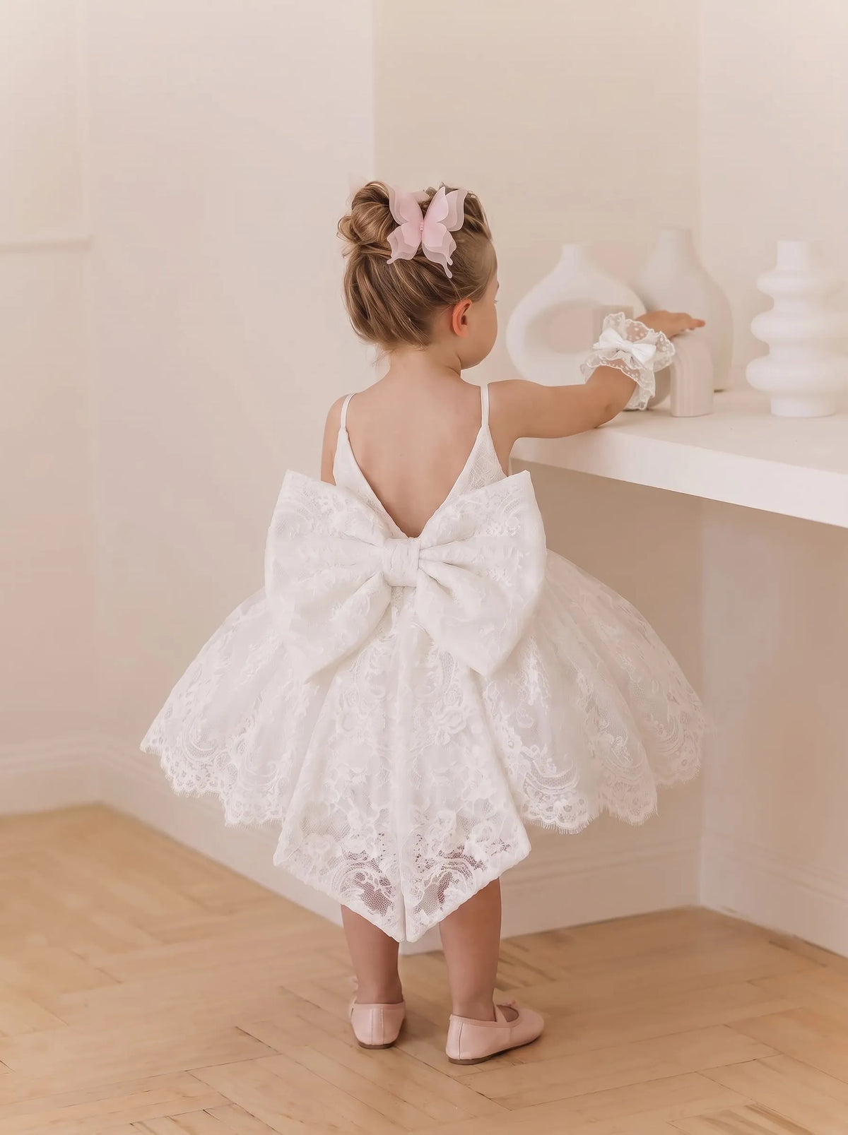 C011 White flower girl dress