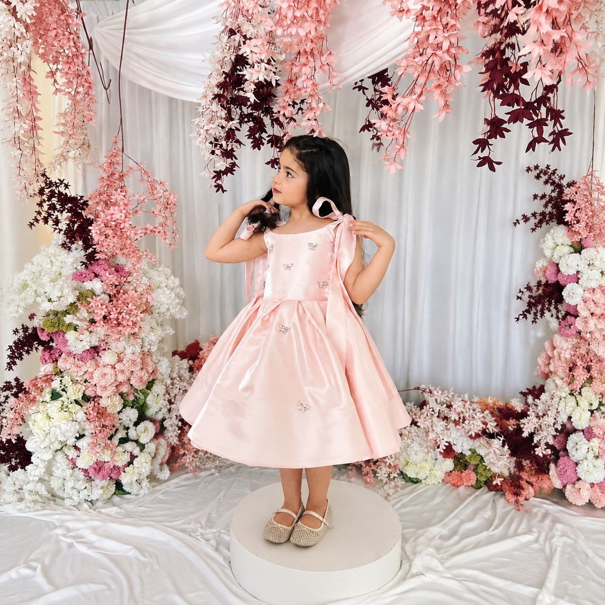 C013 Pink flower girl dress