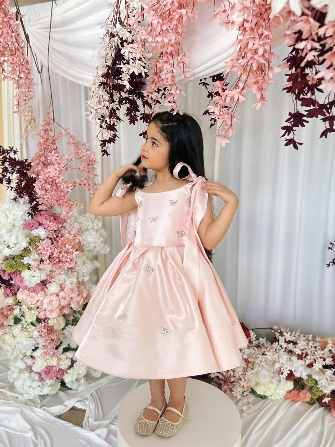C013 Pink flower girl dress