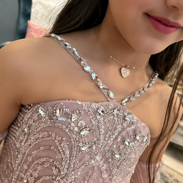 C014 Pink flower girl dress