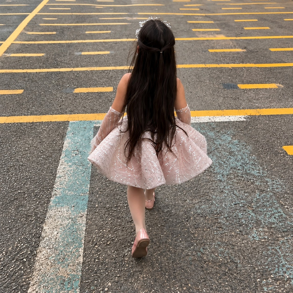 C014 Pink flower girl dress