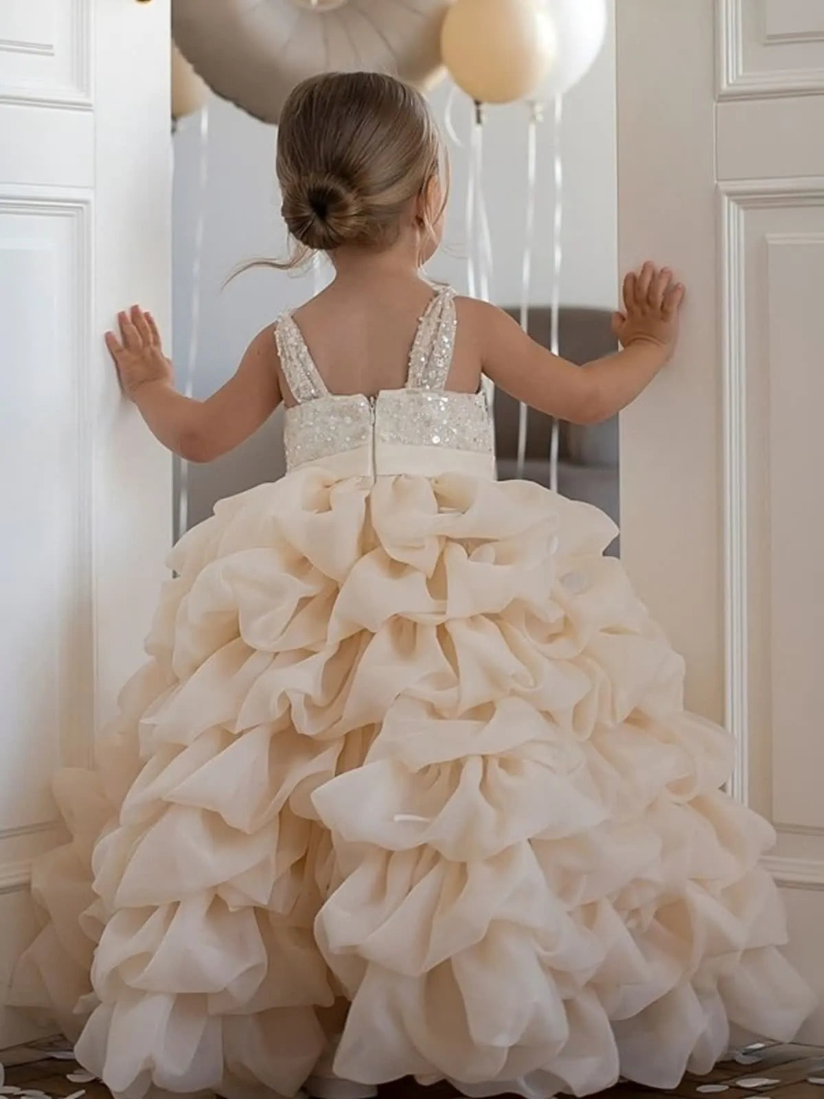 C303 Apricot flower girl dress