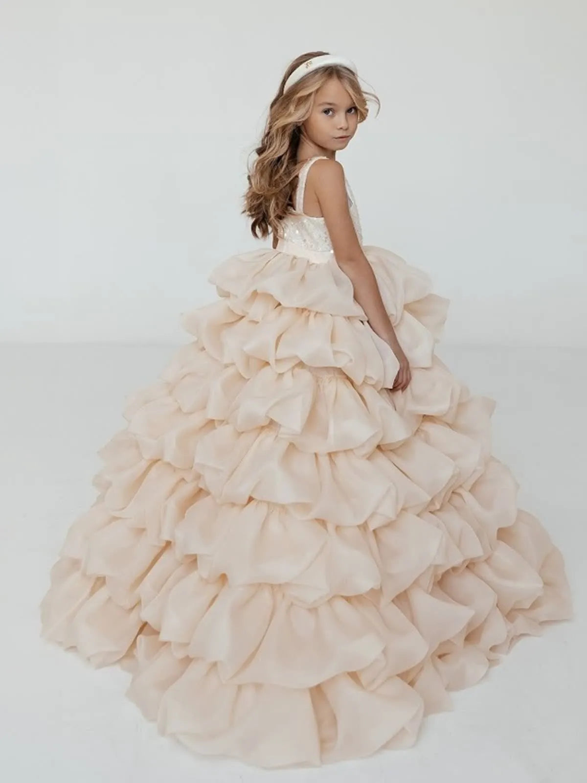 C303 Apricot flower girl dress