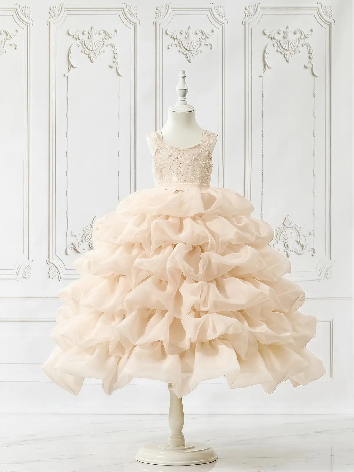 C303 Apricot flower girl dress