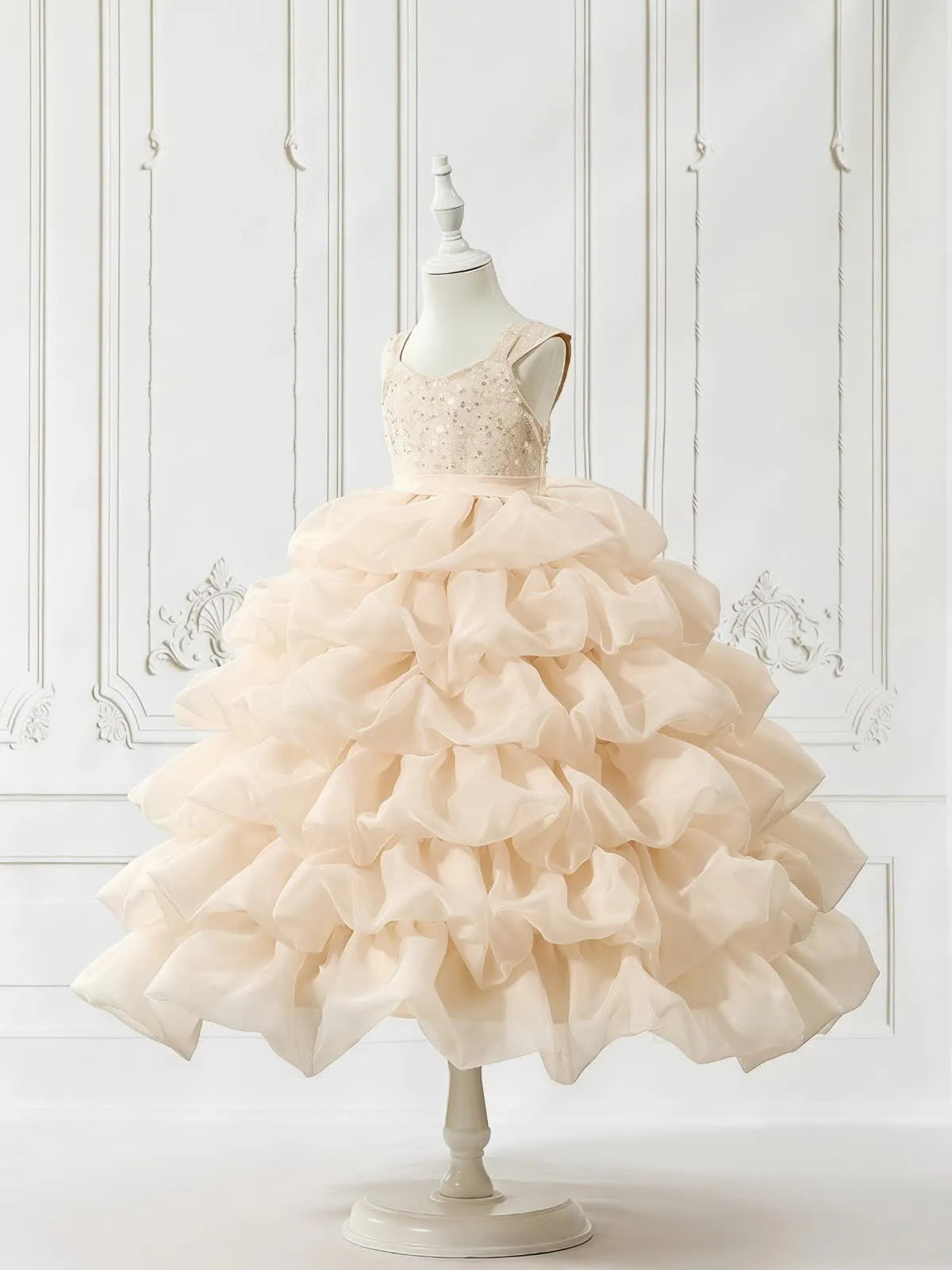 C303 Apricot flower girl dress