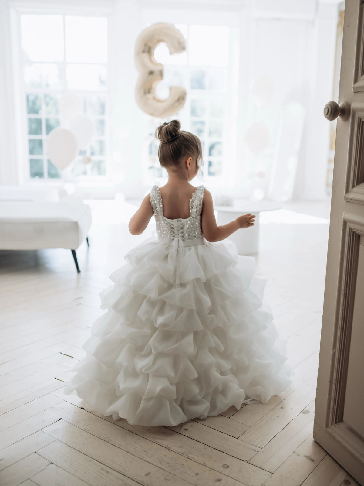 C303 White flower girl dress