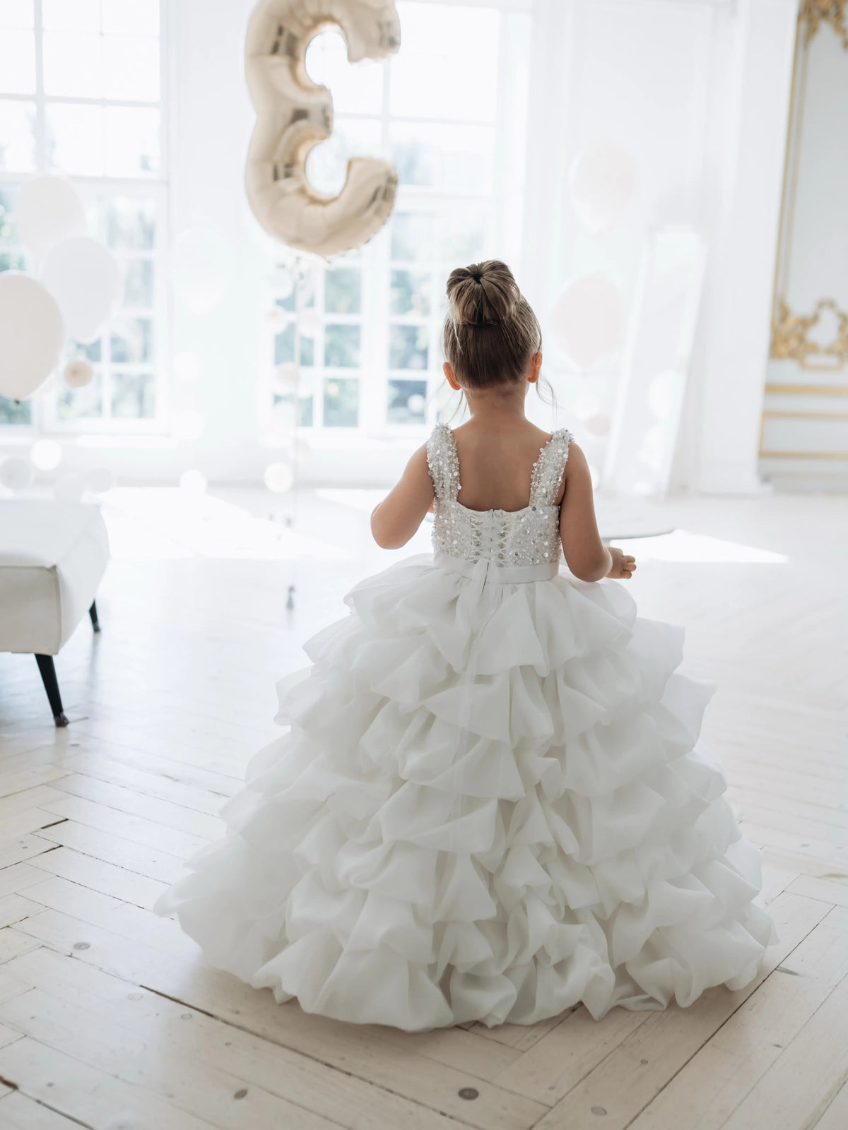C303 White flower girl dress