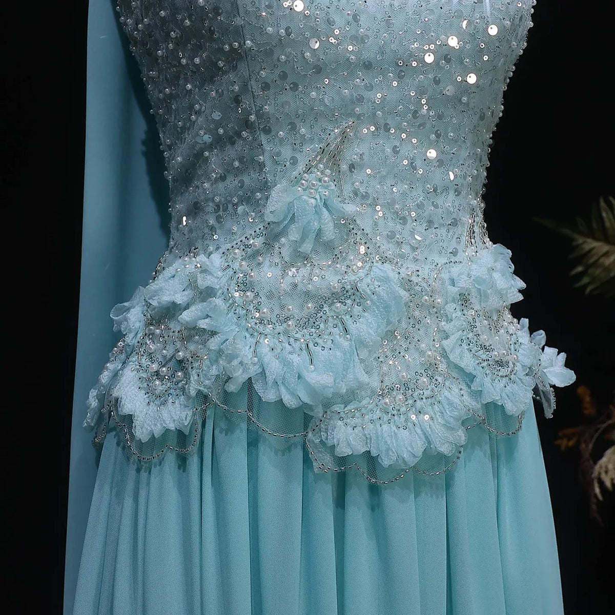 aqua and silver dress Long Prom Dress: Tiffany 16232 Aqua Sparkle / 00