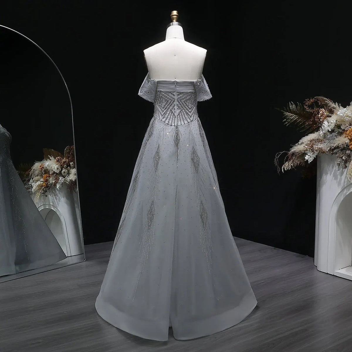 silver diamond dress Elegant A-Line Tulle Evening Dress with Diamond Sequin Embroidery SS32 – Jill Wish