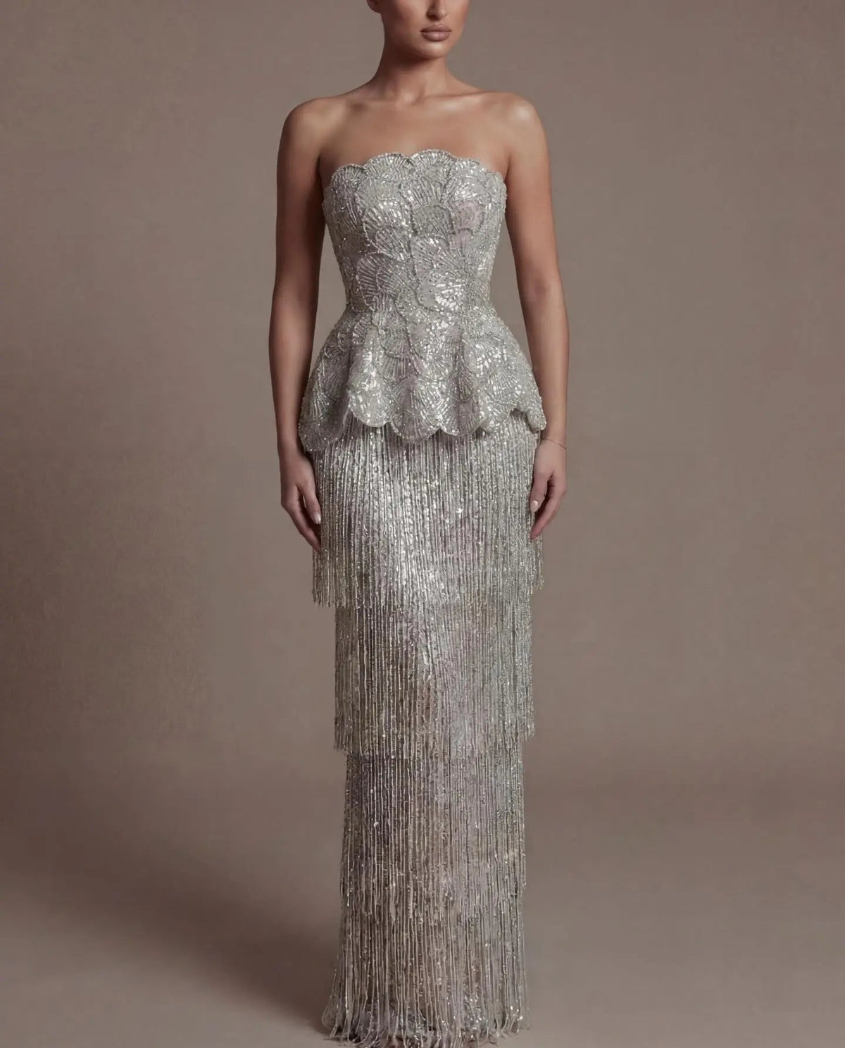 silver sequin peplum dress Tapered Back Peplum Mini Dress Simone Rocha