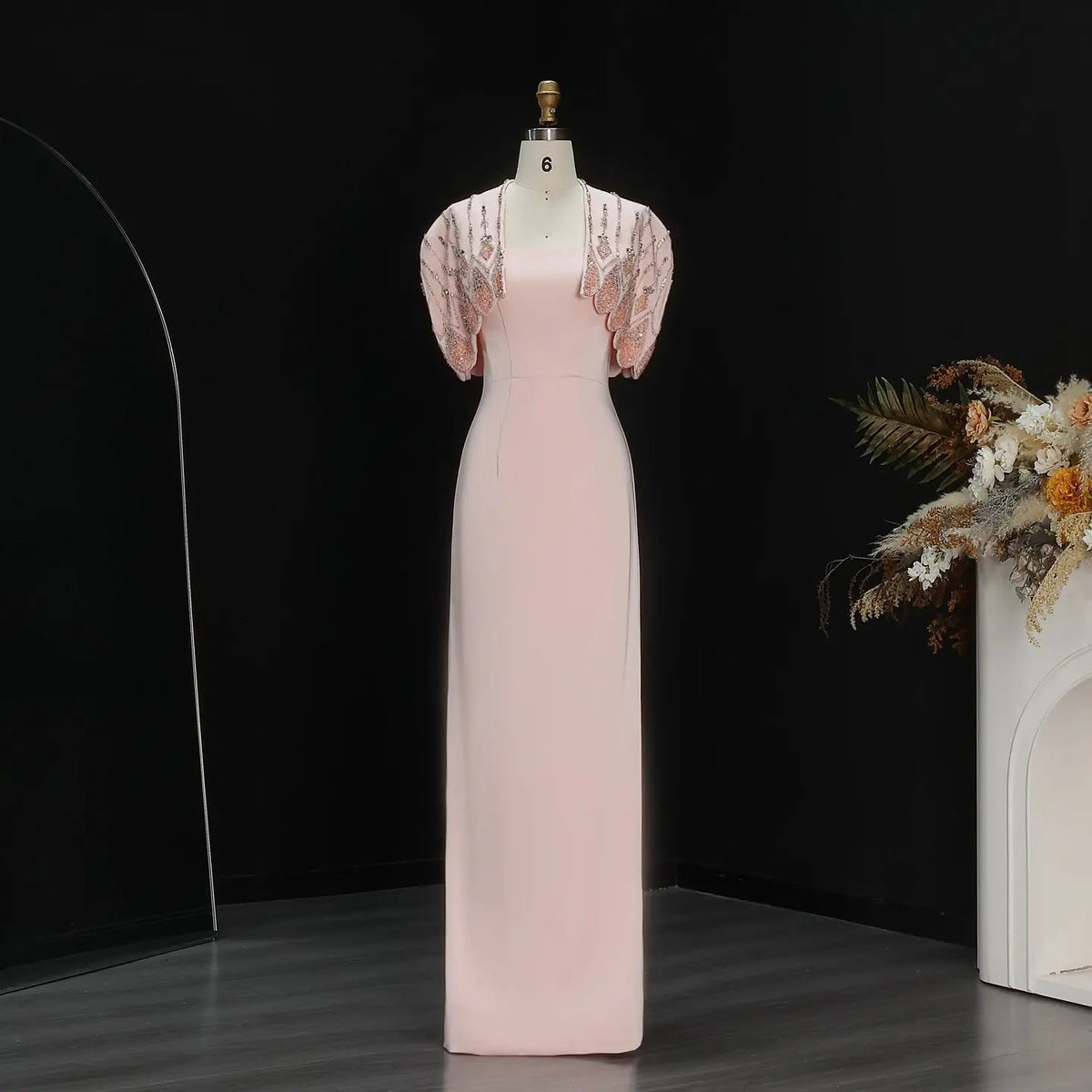 Elegant Pink Evening Dress with Beaded Bolero Jacket SS302 – Jill Wish Elegant Pink Evening Dress with Beaded Bolero Jacket SS302 – Jill Wish