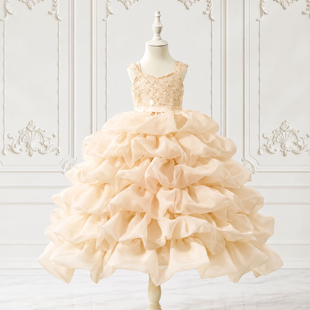 Tiered Ruffle Flower Girl Gown C303