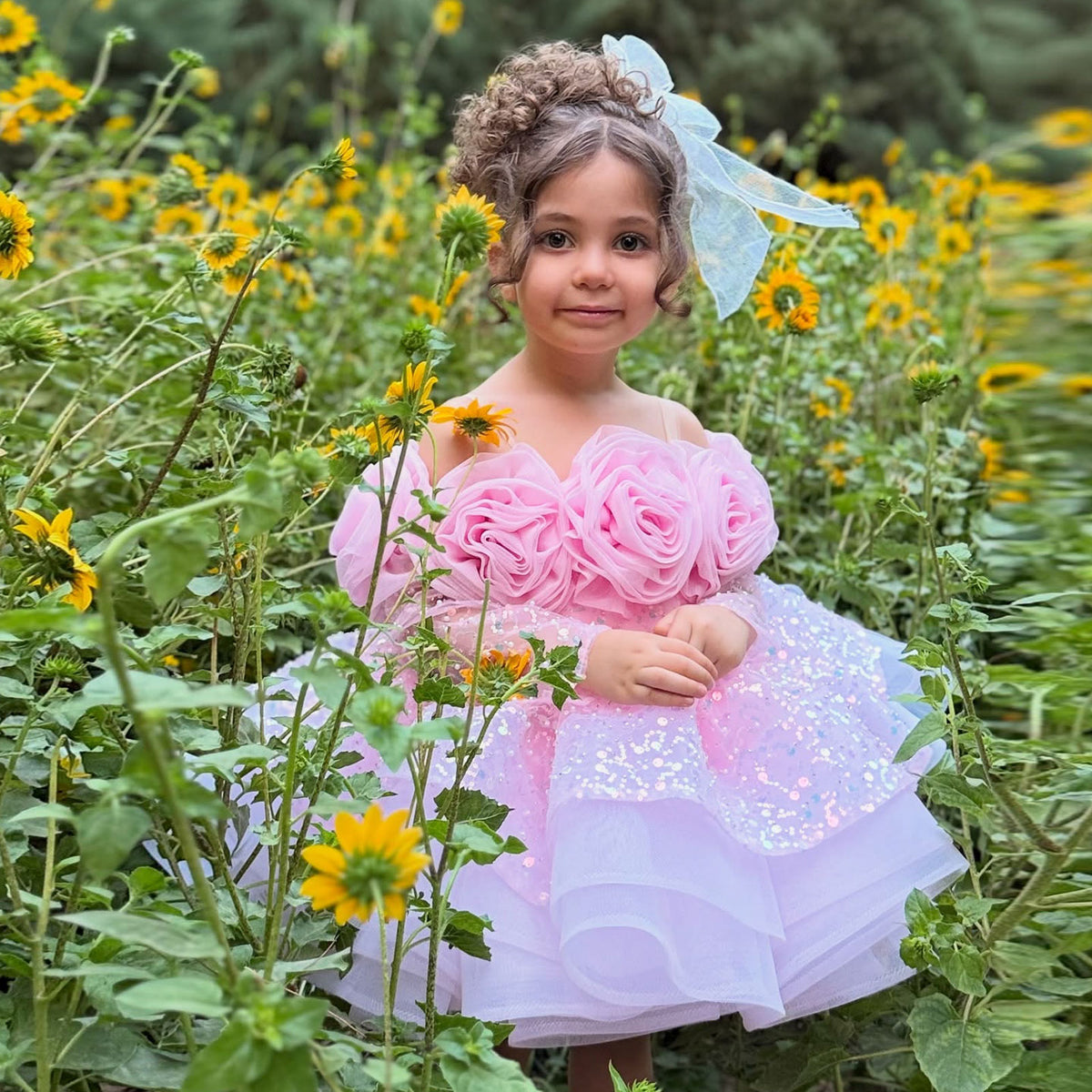 Jill Wish Pink Elegant Sequin Flower Girl Dress D099