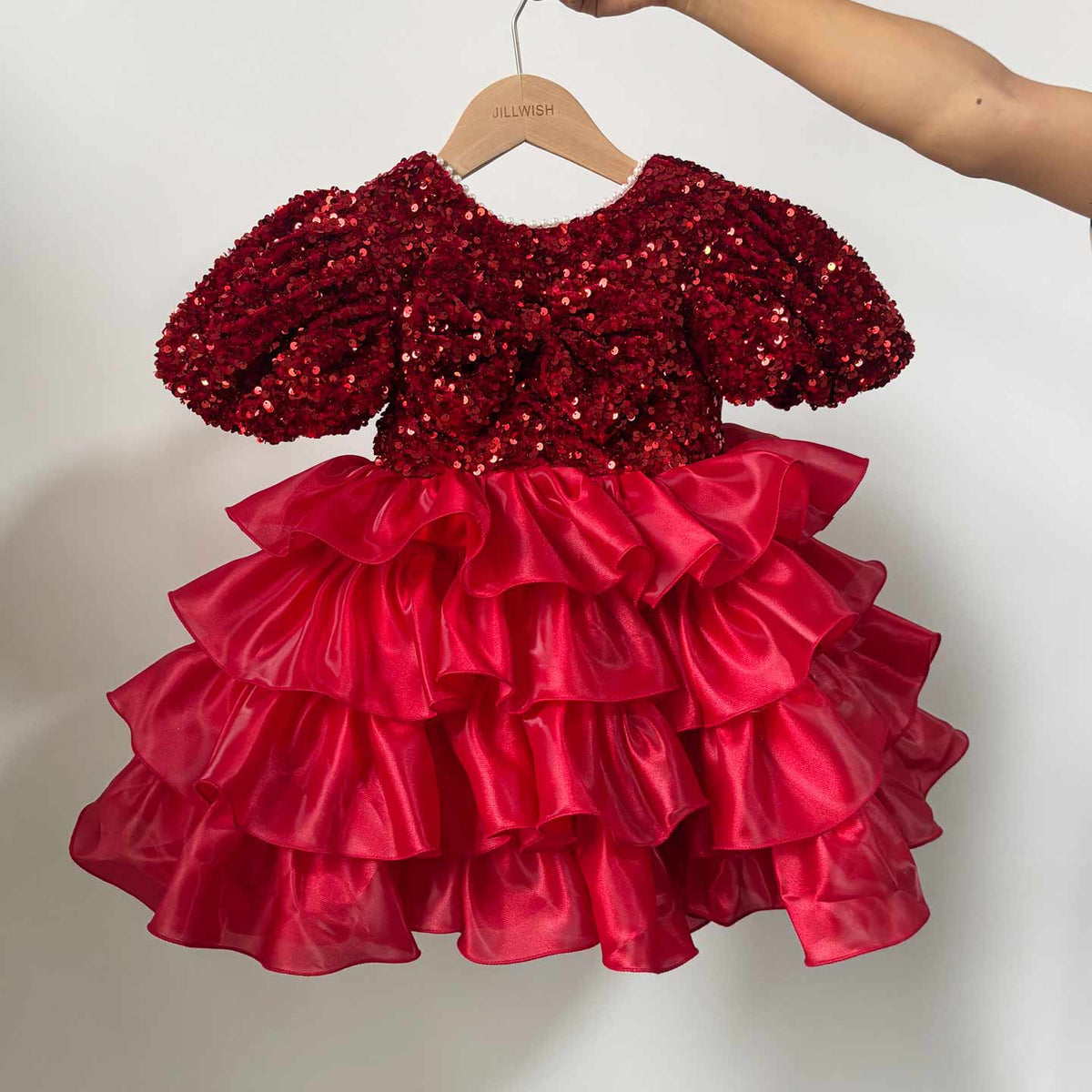 J453 sequin ruffle flower girl dress