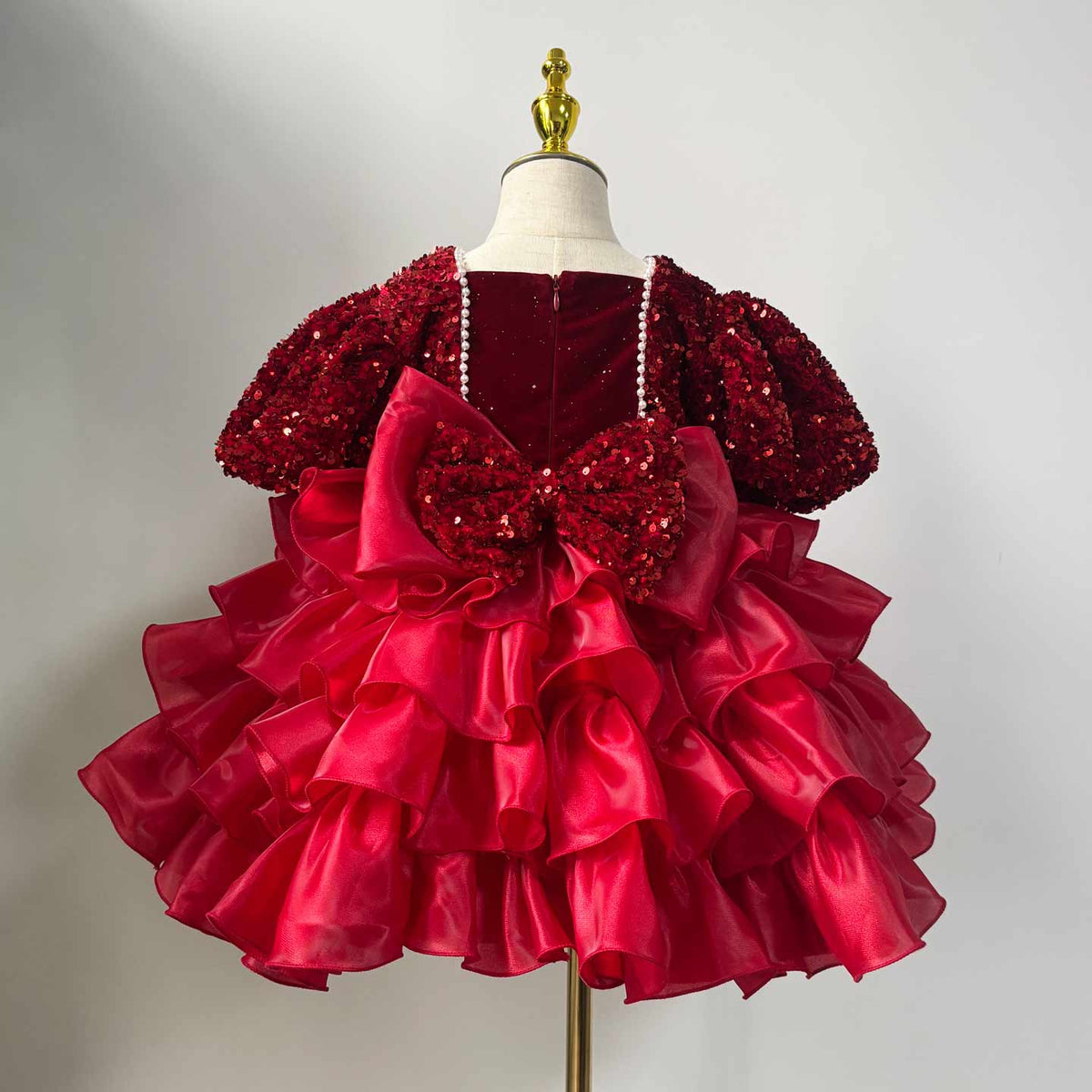 J453 sequin ruffle flower girl dress