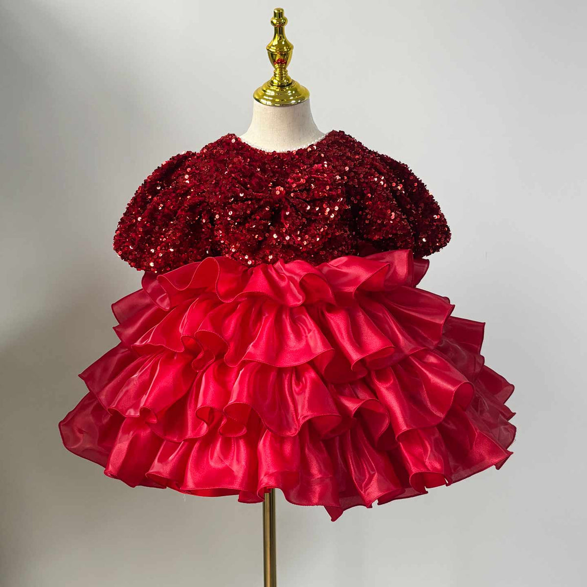 J453 sequin ruffle flower girl dress