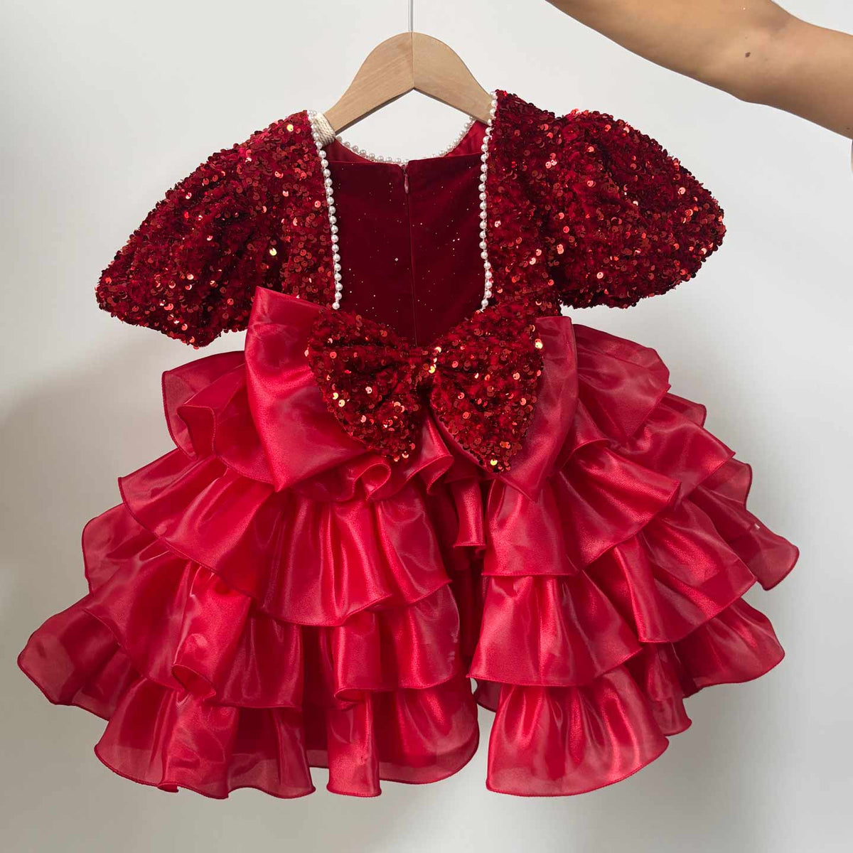 J453 sequin ruffle flower girl dress