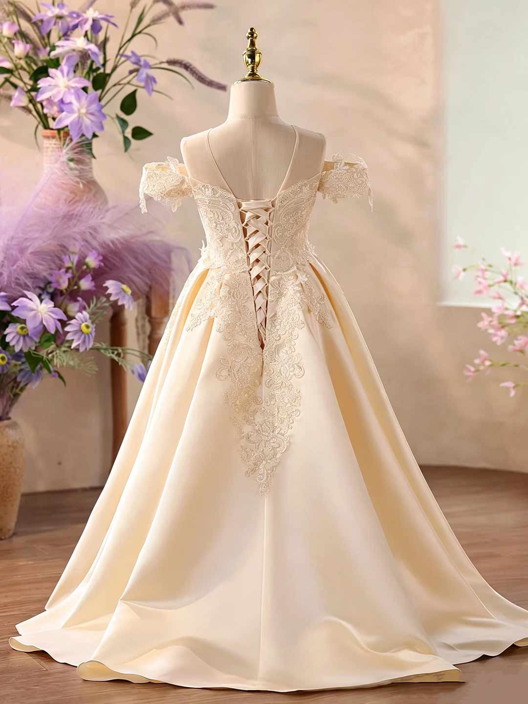 Champagne lace flower girl ball gown J623 3