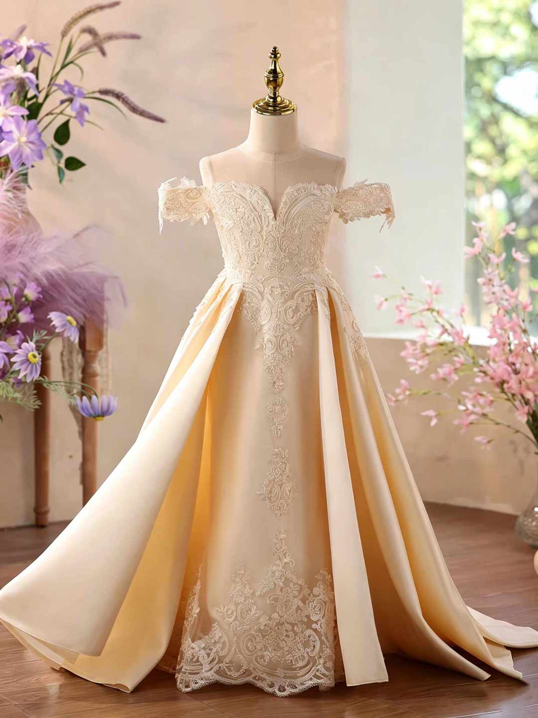 Champagne lace flower girl ball gown J623 6