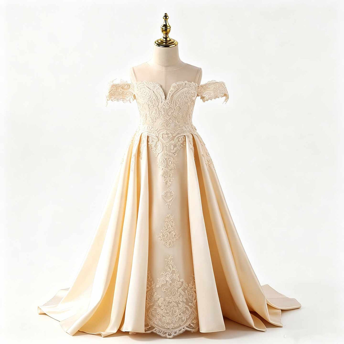 Champagne lace flower girl ball gown J623 7