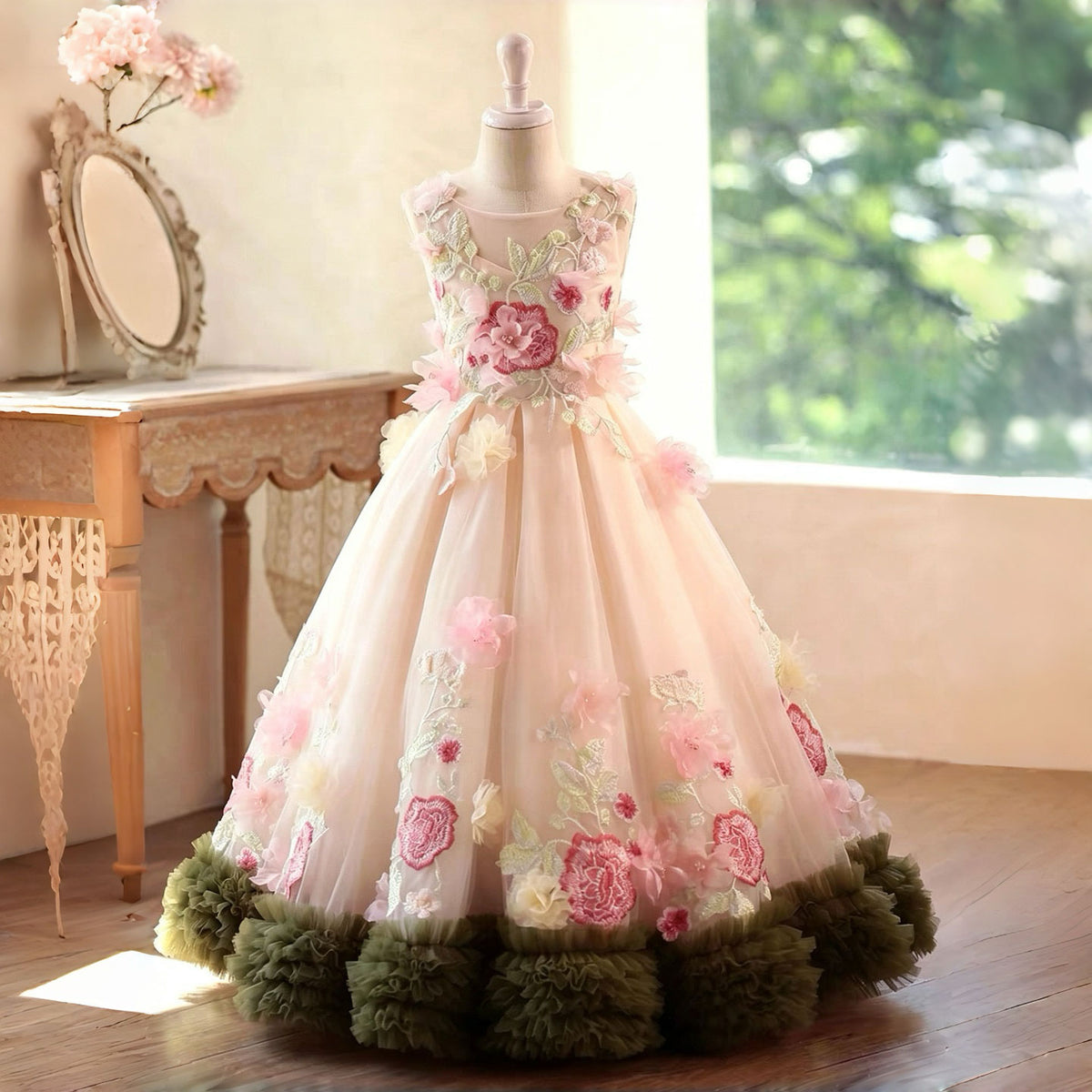 Luxury Flower Girl Dress Princess Kids Birthday Pageant Gown J601