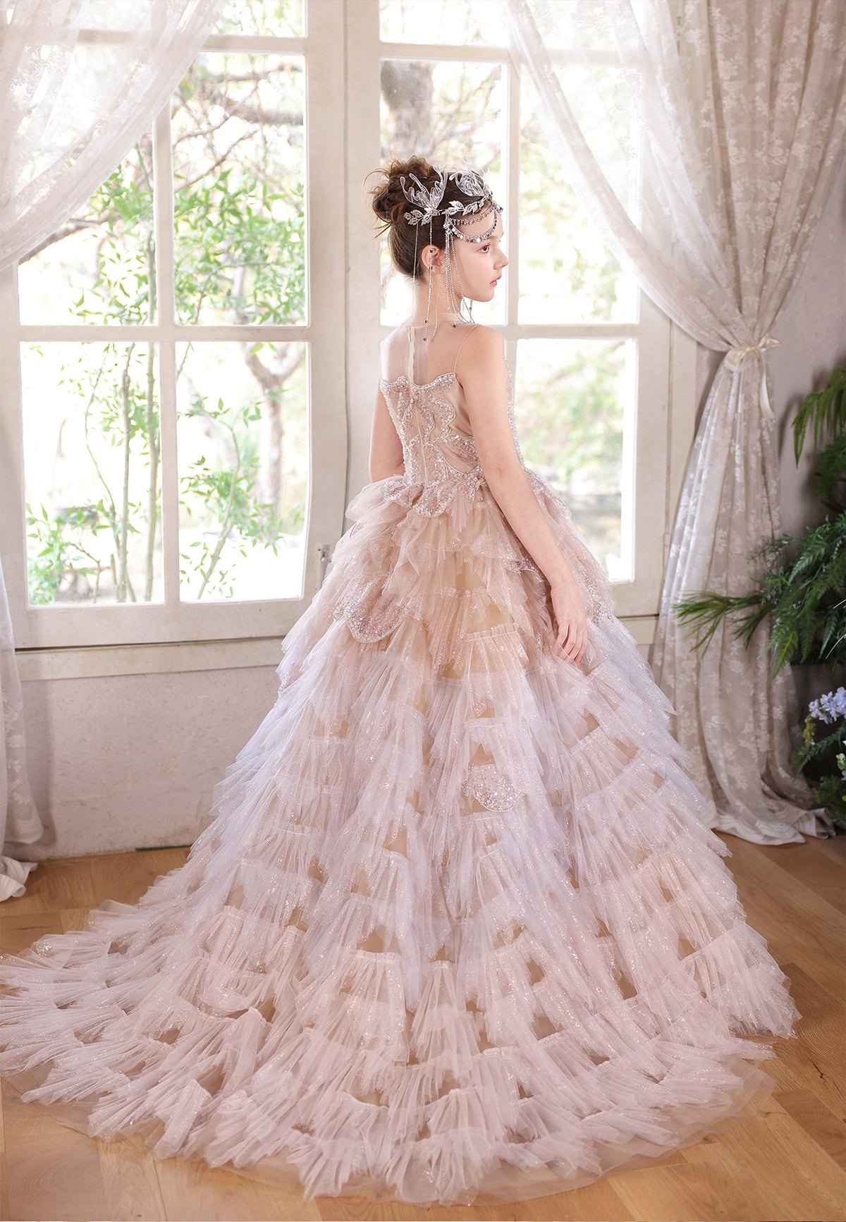 girls champagne dress Champagne Gold Flower Girl Gown Long Sleeve Vintage Dress Custom Size / Ivory