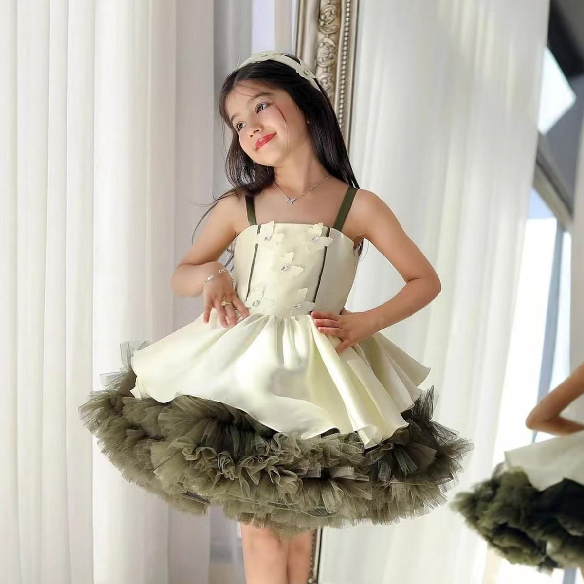 Eleagnt Princess Girl Dress for Kids Birthday Party Gown D169