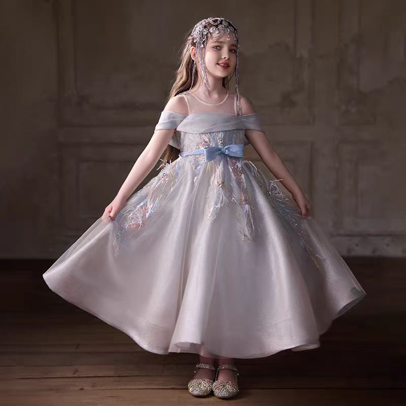 Elegant Flower Girl Dress Princess Birthday Party Formal Gown J076