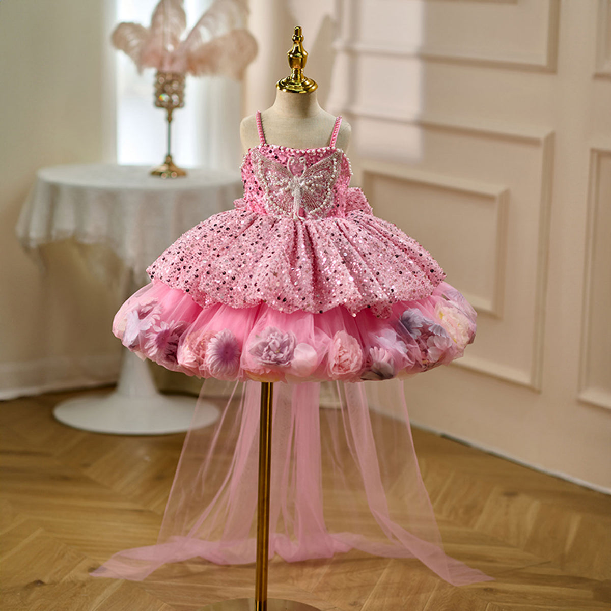 Luxury Flower Girl Dress Flowers Wedding Birthday Party Gown J030