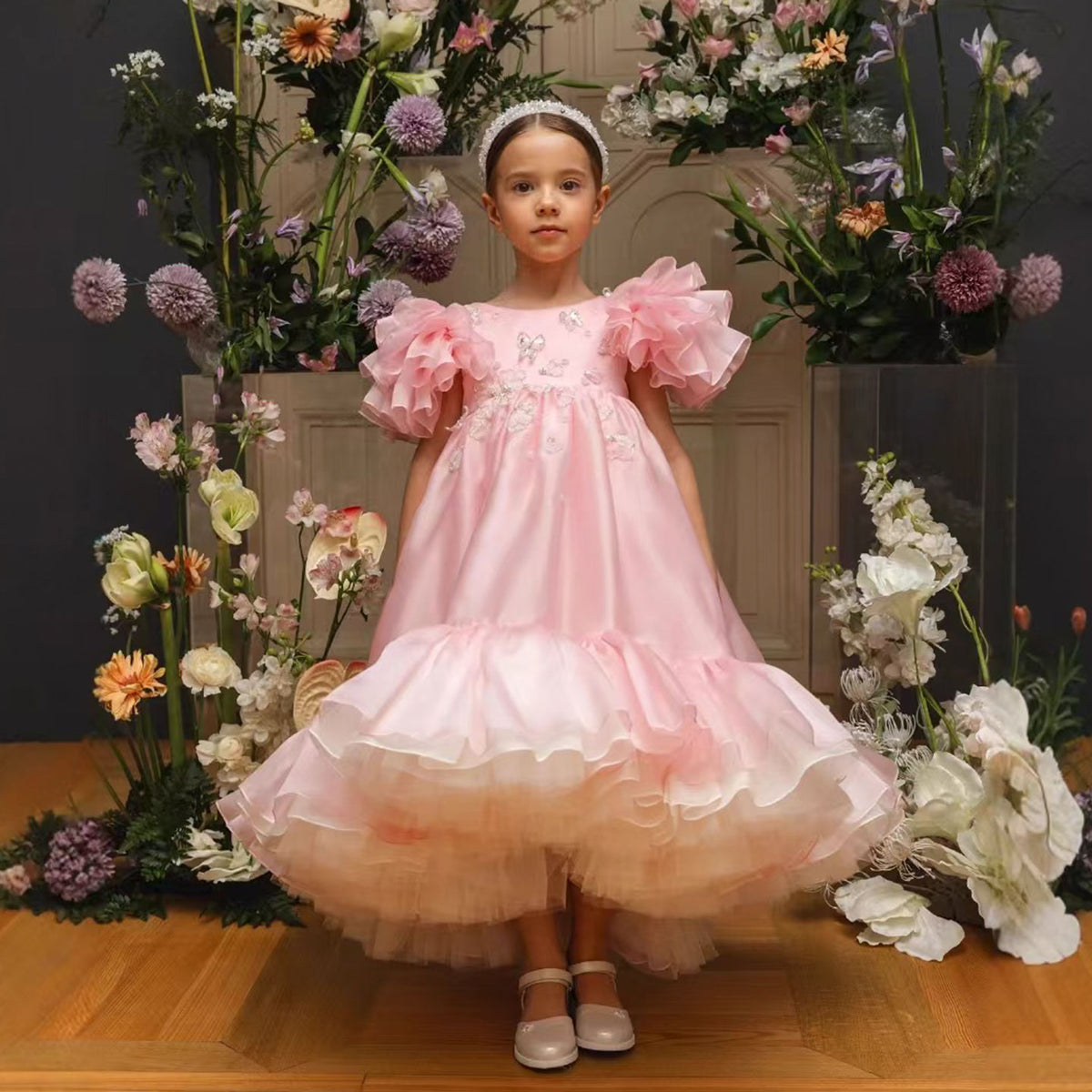 Luxury Flower Girl Dress Princess Birthday Party Evening Gown J193