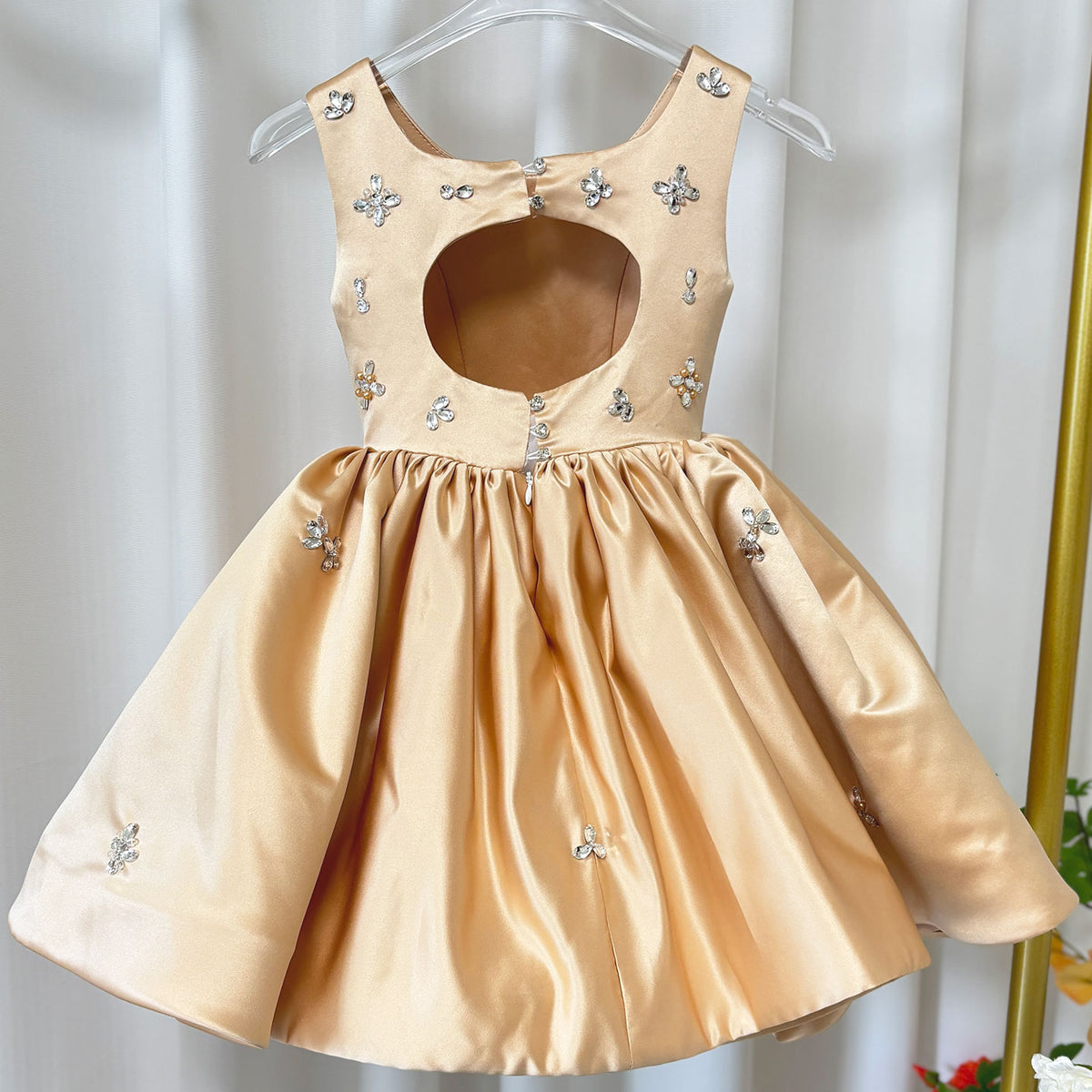 Elegant Pink Satin Girl Dresses Square Collar for Kids Party Gown J145 Jill Wish Elegant Pink Satin Girl Dresses Square Collar for Kids Party Gown J145 Jill Wish