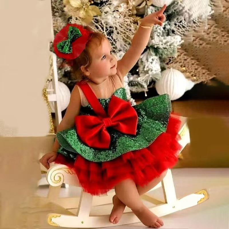 Christmas Baby Girl Dress Kids Princess Festival Birthday Gown D194