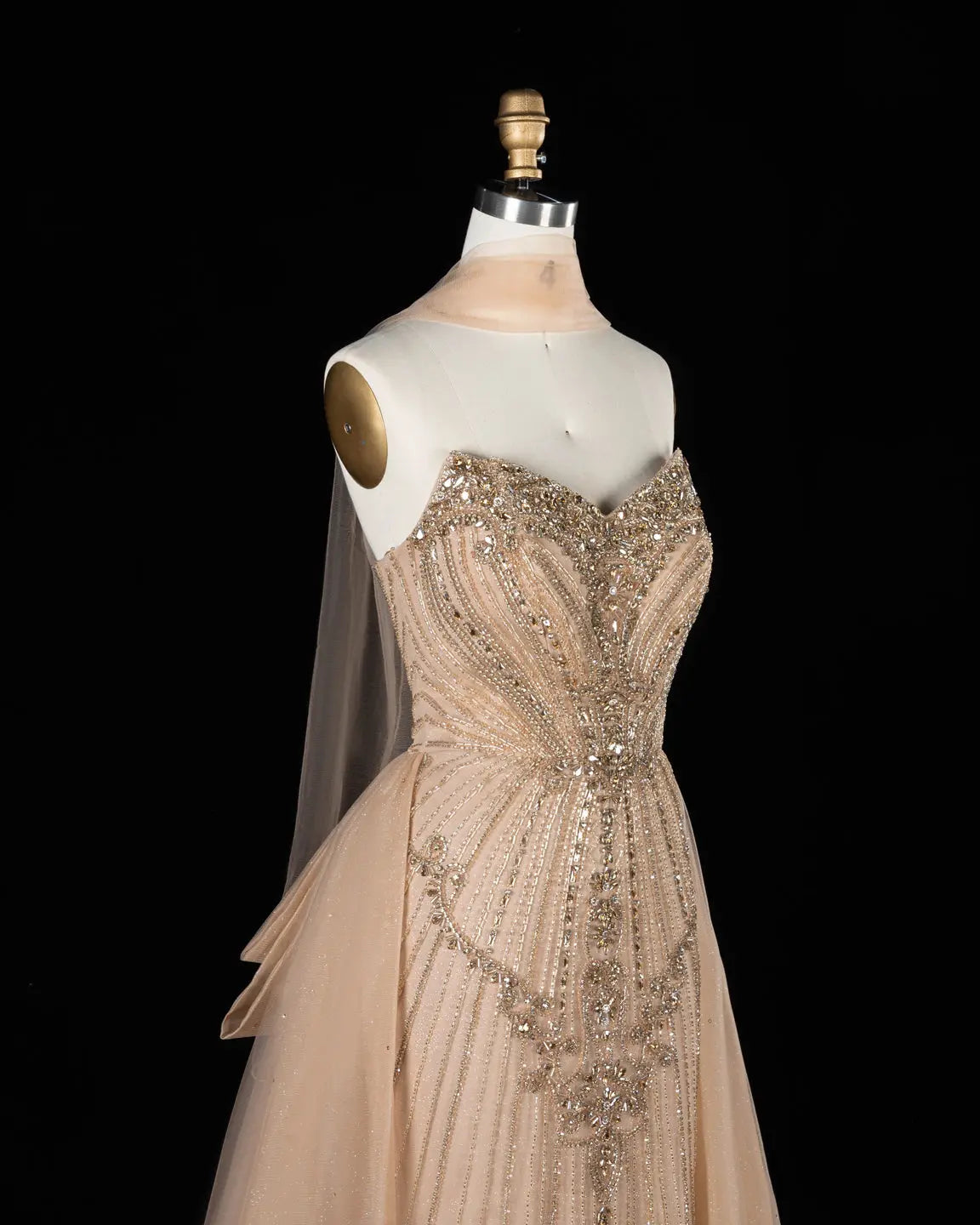 SS068 crystal beaded strapless evening gown