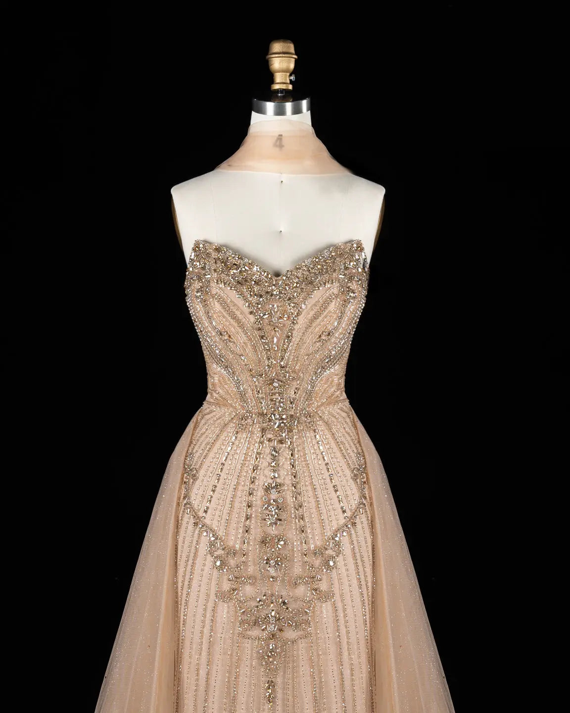 SS068 crystal beaded strapless evening gown