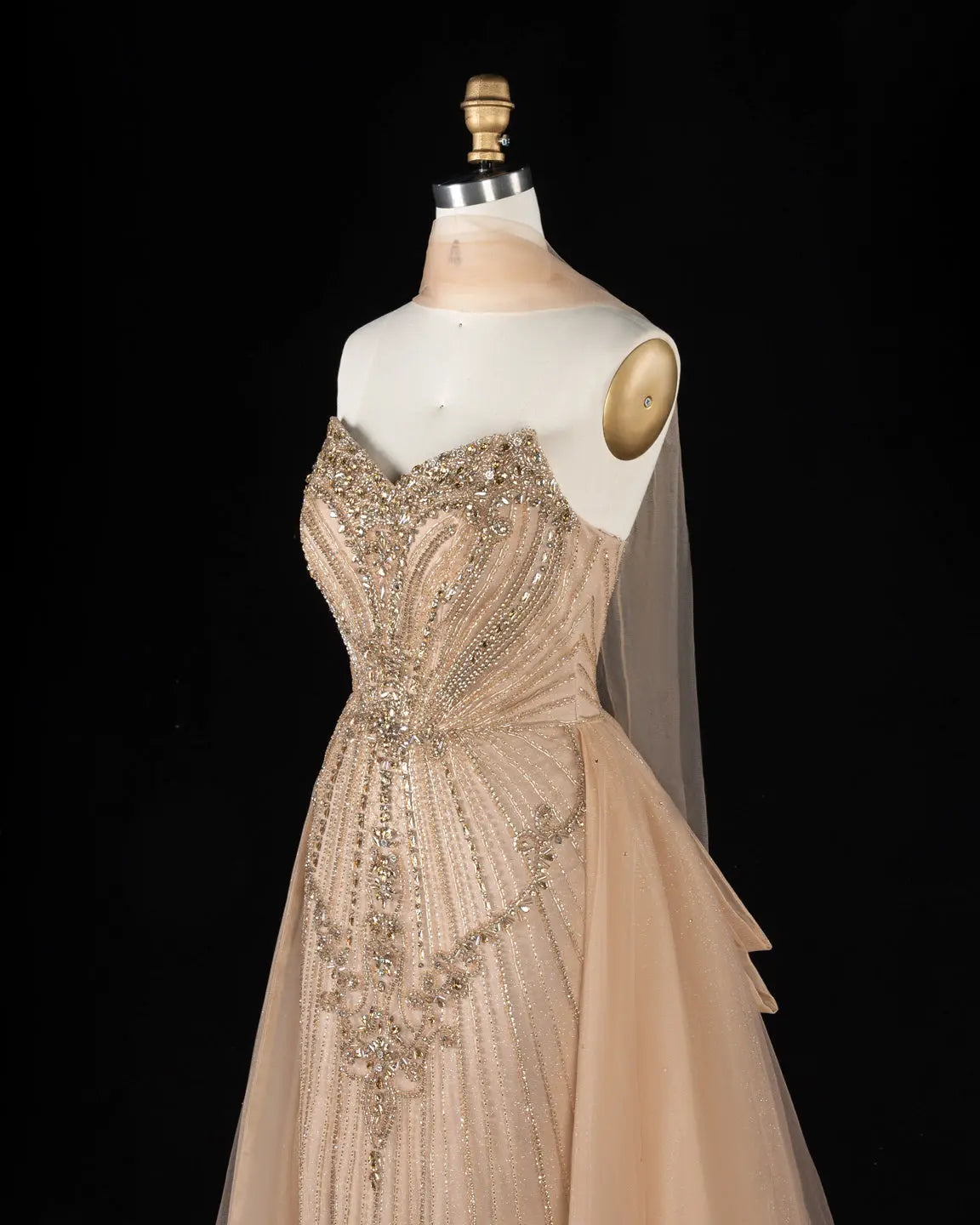 SS068 crystal beaded strapless evening gown
