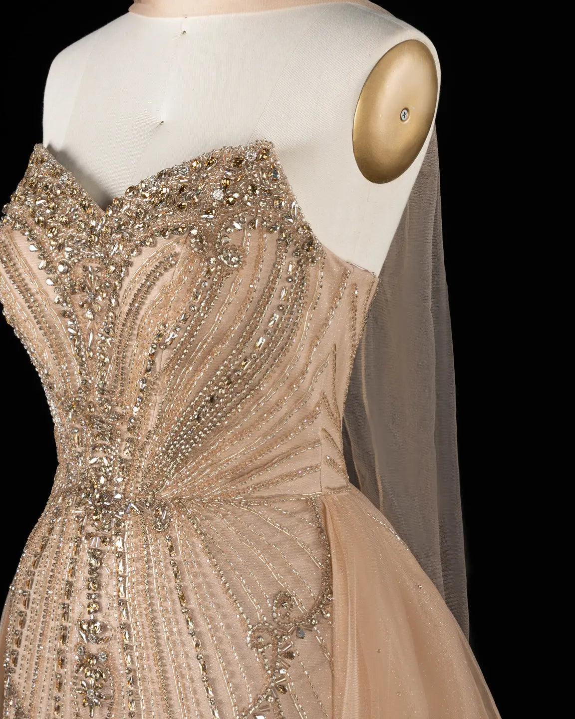 SS068 crystal beaded strapless evening gown