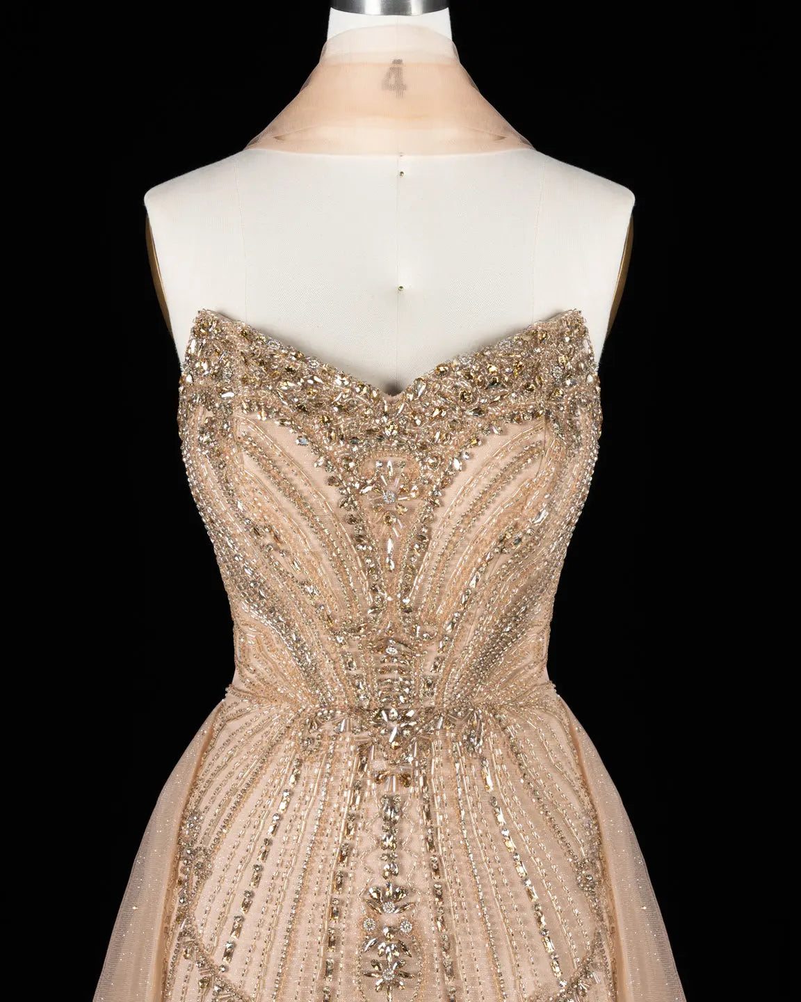SS068 crystal beaded strapless evening gown