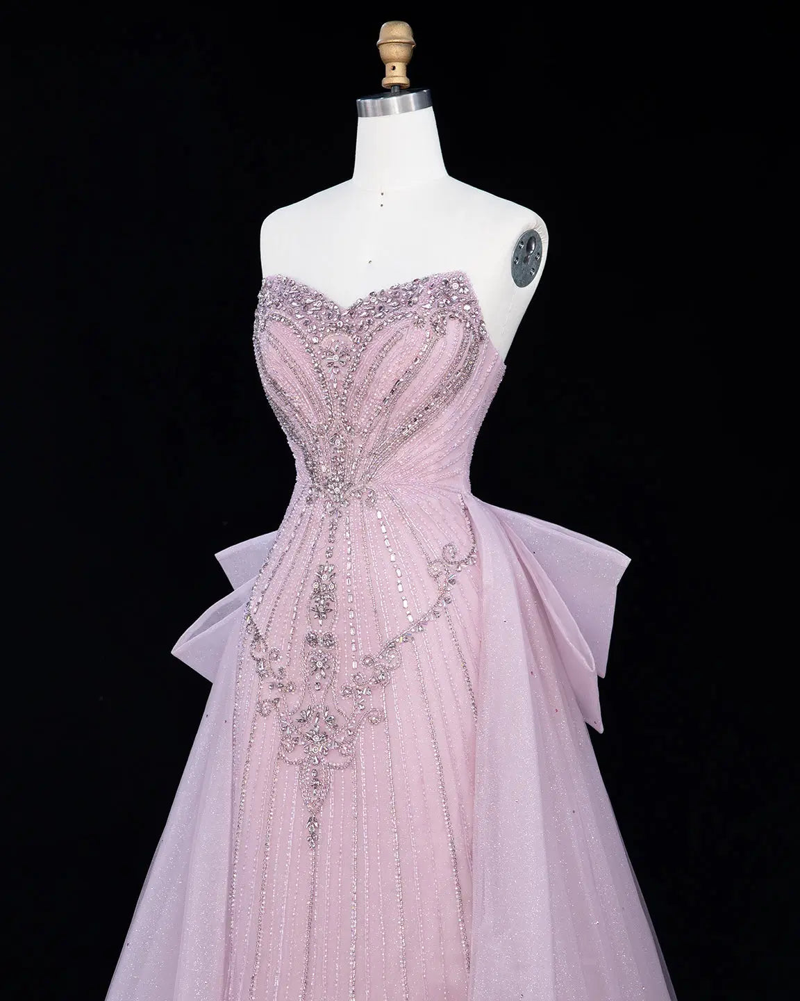 SS068 crystal beaded strapless evening gown